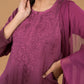 Rayon Chikankari Women's 3 PC Long Kurta Set - Purple