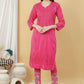 Dobby Cotton ombre Chikankari Kurta set- Pink