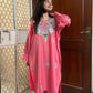Hina woollen kurta stole set - pink
