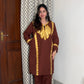Tilla Kashmiri Woollen kurta set- Brown