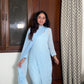 Zoya Viscose Cutdana suit set- Ice blue