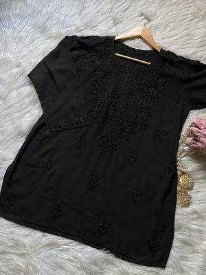 Hina Rayon short kurti- black