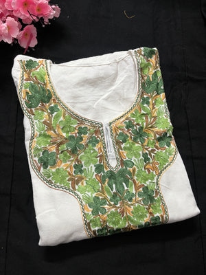 Noor Aari Woollen Pheran- White