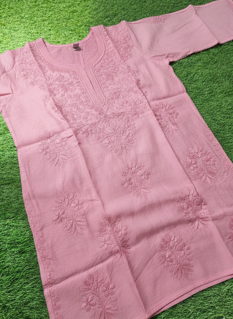 Jiya Chanderi short kurti- pink