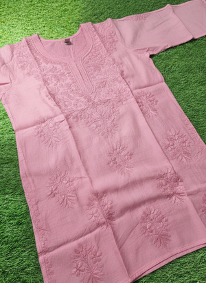 Jiya Chanderi short kurti- pink