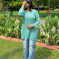 Tisha Rayon Chikankari Short Kurti- Teal