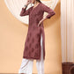 Diya chikankari modal kurta- Brown