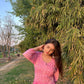 Sitara ombré Chikankari Rayon Kurta- Pink