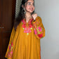 Firoza Kashmiri Aari Woollen Pheran- Yellow
