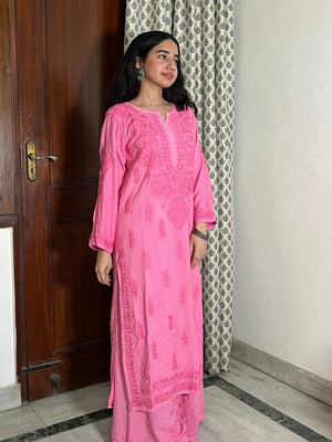 Yamini Premium Rayon Tone Kurta Set- Pink