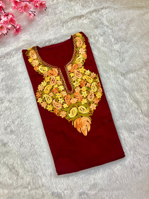Risha Aari Woollen Pheran- Maroon