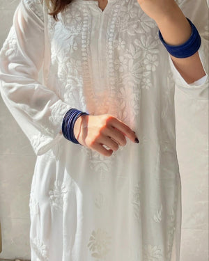 Divya Modal Chikankari Kurta- White