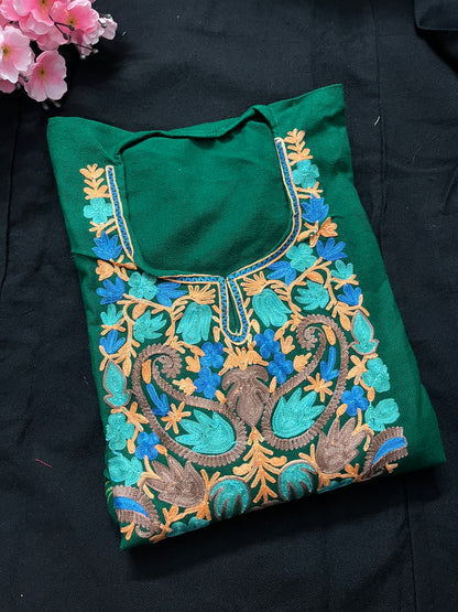 Noor Aari Woollen Pheran- Green