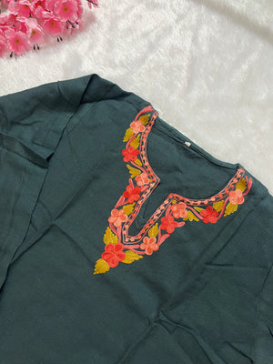 Ziya Kashmiri Short woollen kurti- Grey