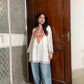 Trisha Kashmiri Short Cotton kurti- White