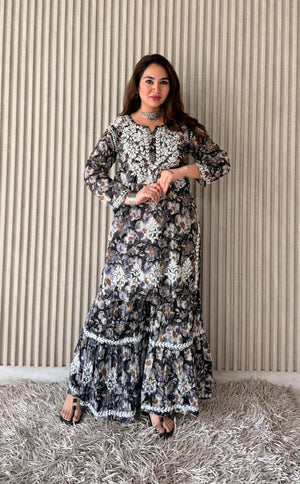 Hema Kurta Gharara Set - Grey