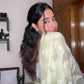 Yellow Chikankari embroidered saree