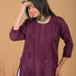 Chanderi Chikankari Long Kurta - Mauve
