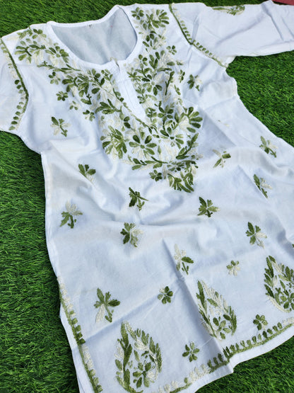 Aira Cotton short kurti- white