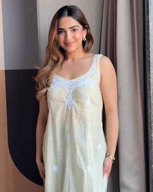 Khushi backless chikankari Kurti- yellow
