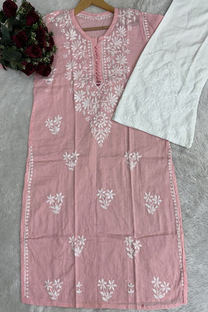 Tiyasha Cotton Chikankari long kurta