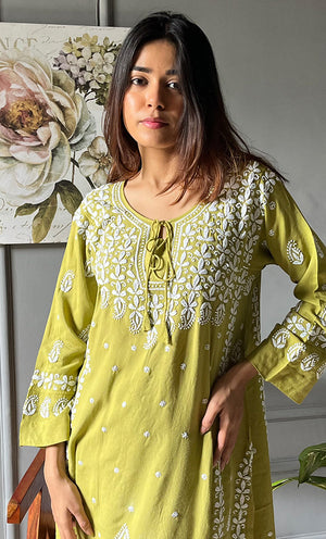 Hiba Modal Cotton kurta pants set- Green