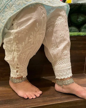 Chikankari Cotton Salwar- White