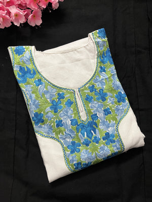 Noor Aari Woollen Pheran- White