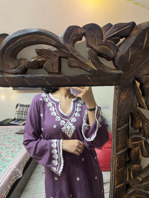 Modal Kurta & Dhoti pants Set- Purple