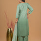Rayon Chikankari Women's 3 PC Long Kurta Set - Green