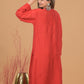 Chanderi Chikankari Kurta Palazzo - Red