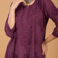 Chanderi Chikankari Long Kurta - Mauve