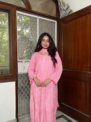 Shilpa Muslin kurta suit set- Pink