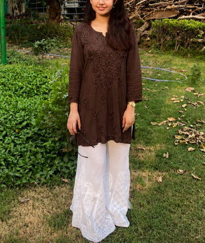 Hina Rayon Short Kurti- Brown