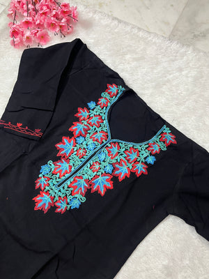 Ziya Kashmiri Short woollen kurti- Black
