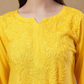 Rayon Chikankari Women's 3 PC Long Kurta Set - Yellow