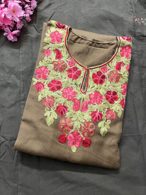 Noor Aari Woollen Pheran- Beige