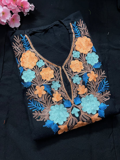 Noor Aari Woollen Pheran- Black