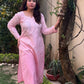 Jia Mulmul Cotton ombre Chikankari Kurta set- Pink