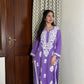 Jhanvi Chikankari Rayon Kurta- Puple