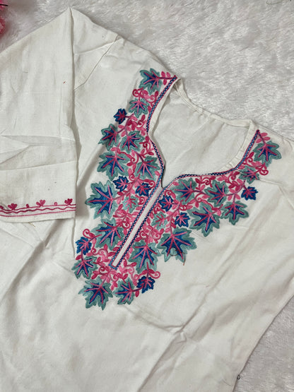 Ziya Kashmiri Short woollen kurti- White
