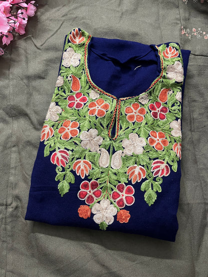 Noor Aari Woollen Pheran- Royal Blue