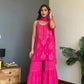 Yashika Viscose strappy Short Kurti Gharara Set - Pink
