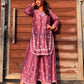 Tisha chanderi Silk Kurta & sharara Chikankari Set with dupatta- Pink