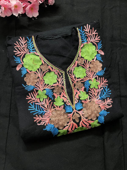 Noor Aari Woollen Pheran- Black