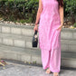 Seher Chanderi sleeveless Pastel Kurta Set- Pink