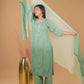Rayon Chikankari Women's 3 PC Long Kurta Set - Green