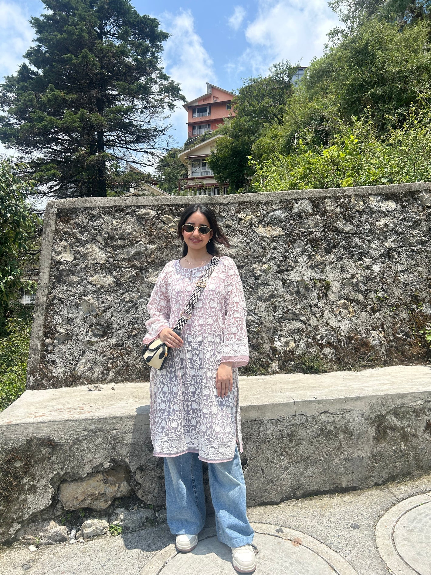 Zoya Aari Georgette Kurta- Baby pink