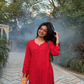 Nandini rayon Mukaish kurta set- Red
