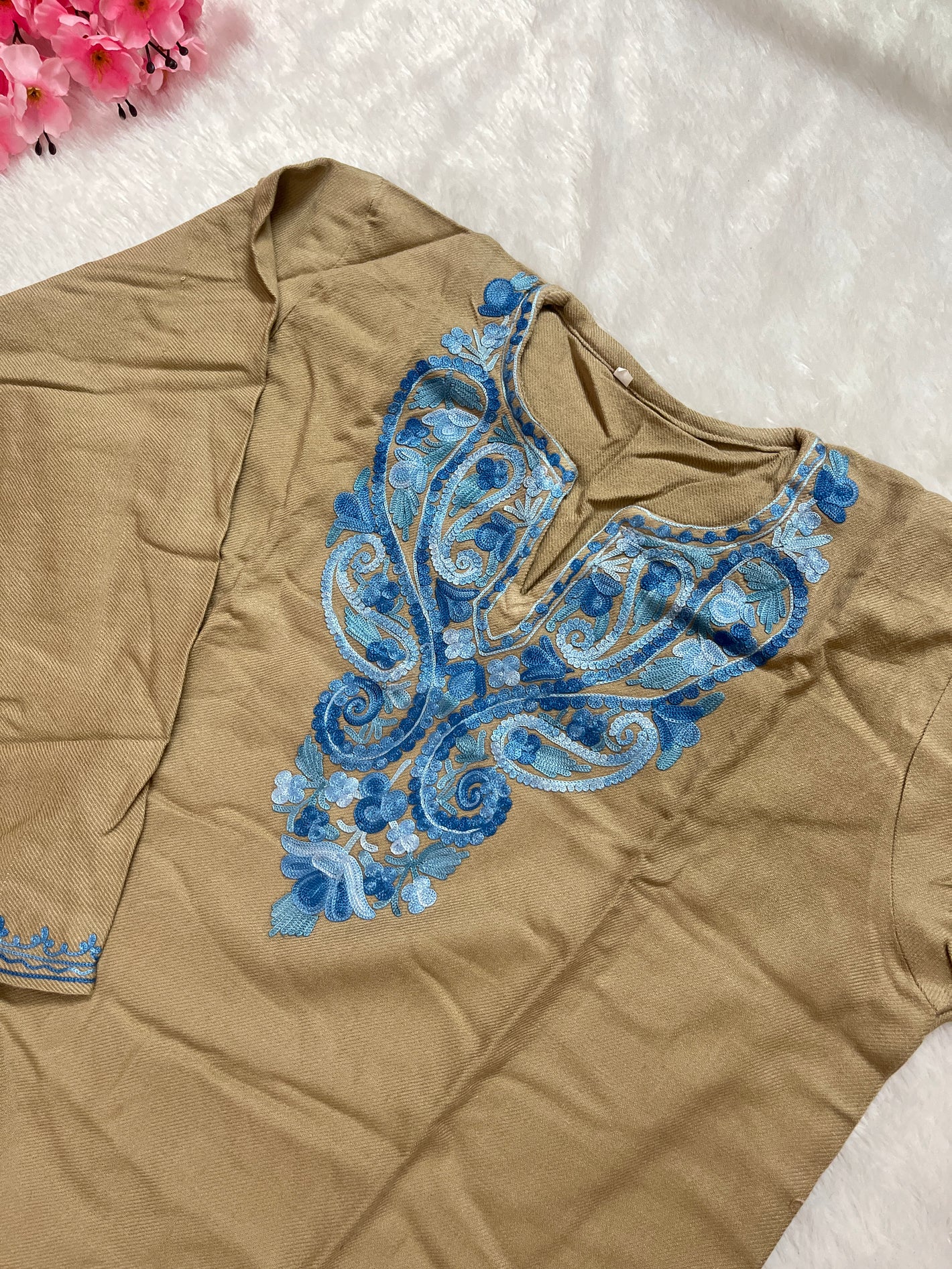 Ziya Kashmiri Short woollen kurti- Beige